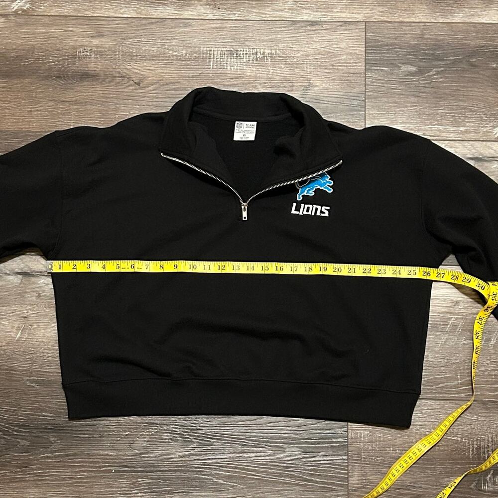 Detroit Lions NFL Cropped Quarter Zip Pullover Sweatshirt Black Women’s X-Large - Picture 9 of 10